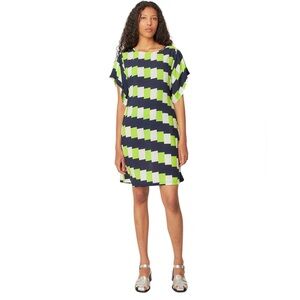 NWT SKFK Laide Eco Vera Green Blue White Short Sleeve Dress EU 38 US 6 Reg. $165